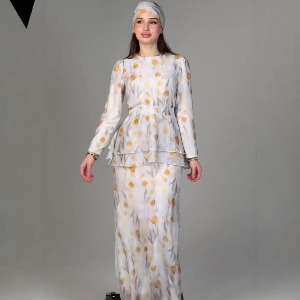 European & American Floral Cinched Waist Summer Dress with Camisole