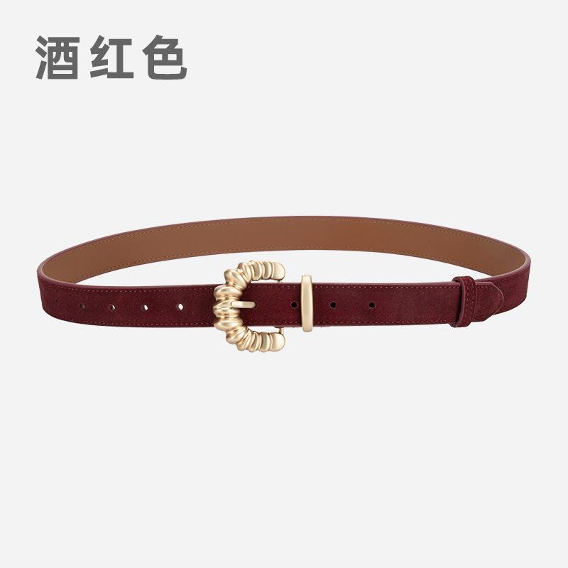 Frosted Velvet Leather Women'S Belt With Jeans Dress Decorative Pin Buckle Belt Women'S