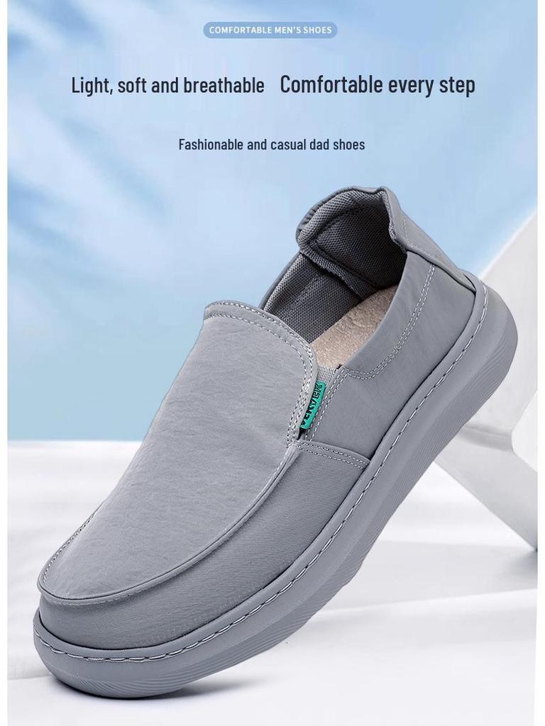 Men's Old Beijing Cloth Shoes: Black Lightweight Non-Slip, Breathable Casual Shoes for Middle-Aged and Elderly