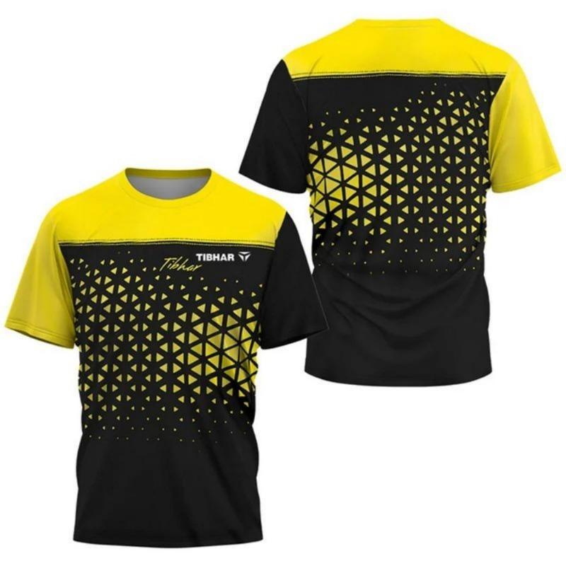 New fashionable men's outdoor sports table tennis short sleeved top lightweight breathable quick drying men's tennis T-shirt