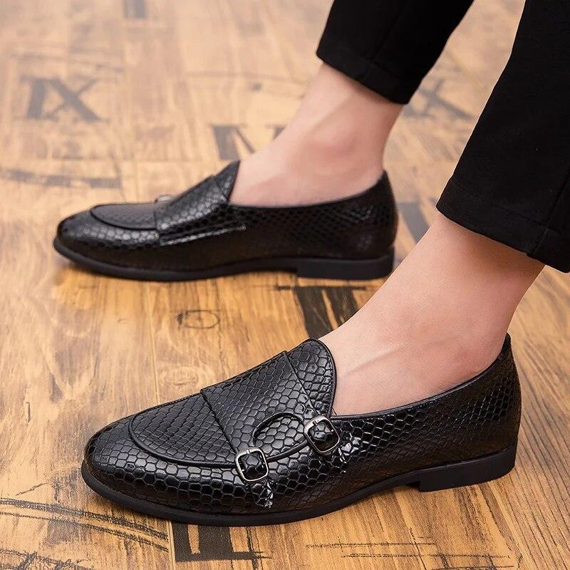 Monk Strap Chaussures En Cuir Pour Homme - Style Britannique Rétro Élégant Pour Printemps Été Automne - Légères Business Casual