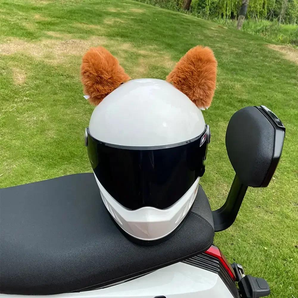 2Pcs Motorcycle Helmet Plush Cat Ears Stickers Decoration Motocross Helmet Cosplay Plush Full Face Off Road Helmet Decor