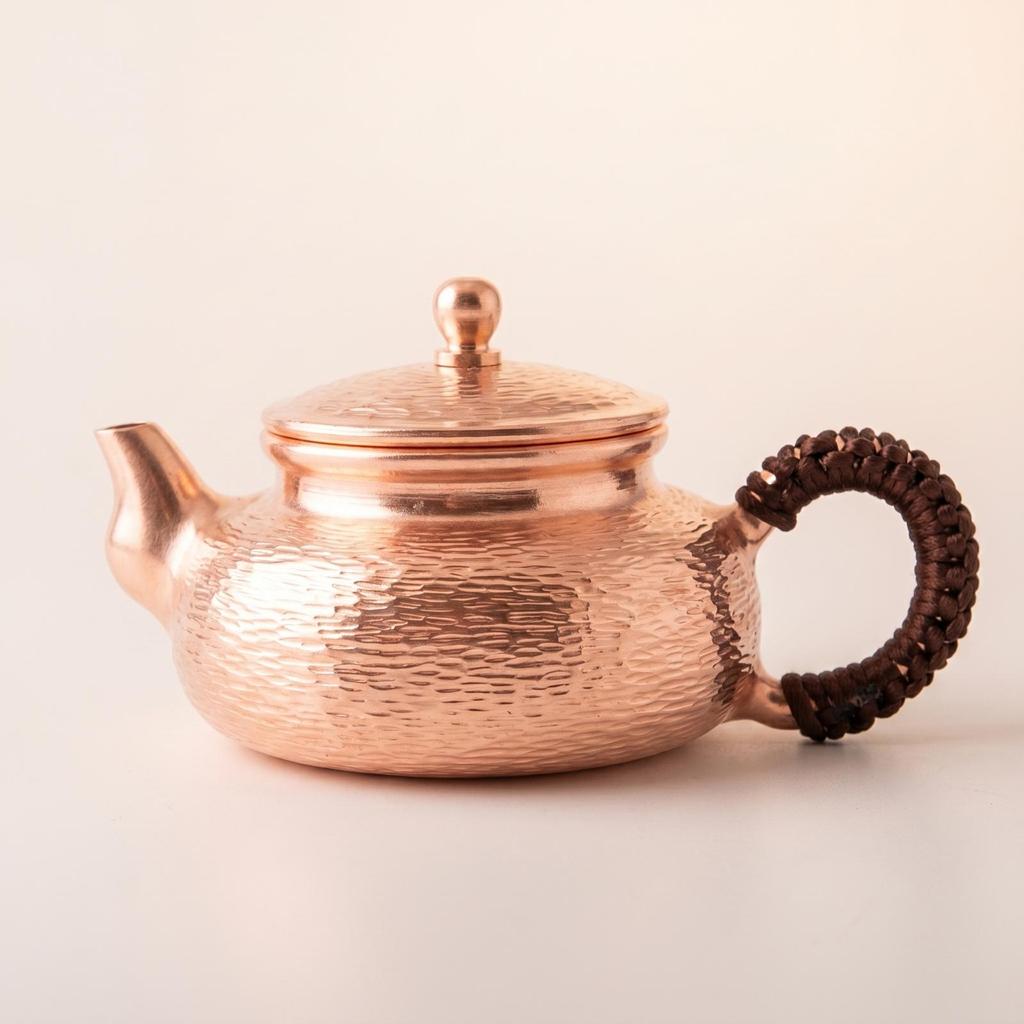 Copper Teapot Hammered with Side Handle Kettle for Collectors,