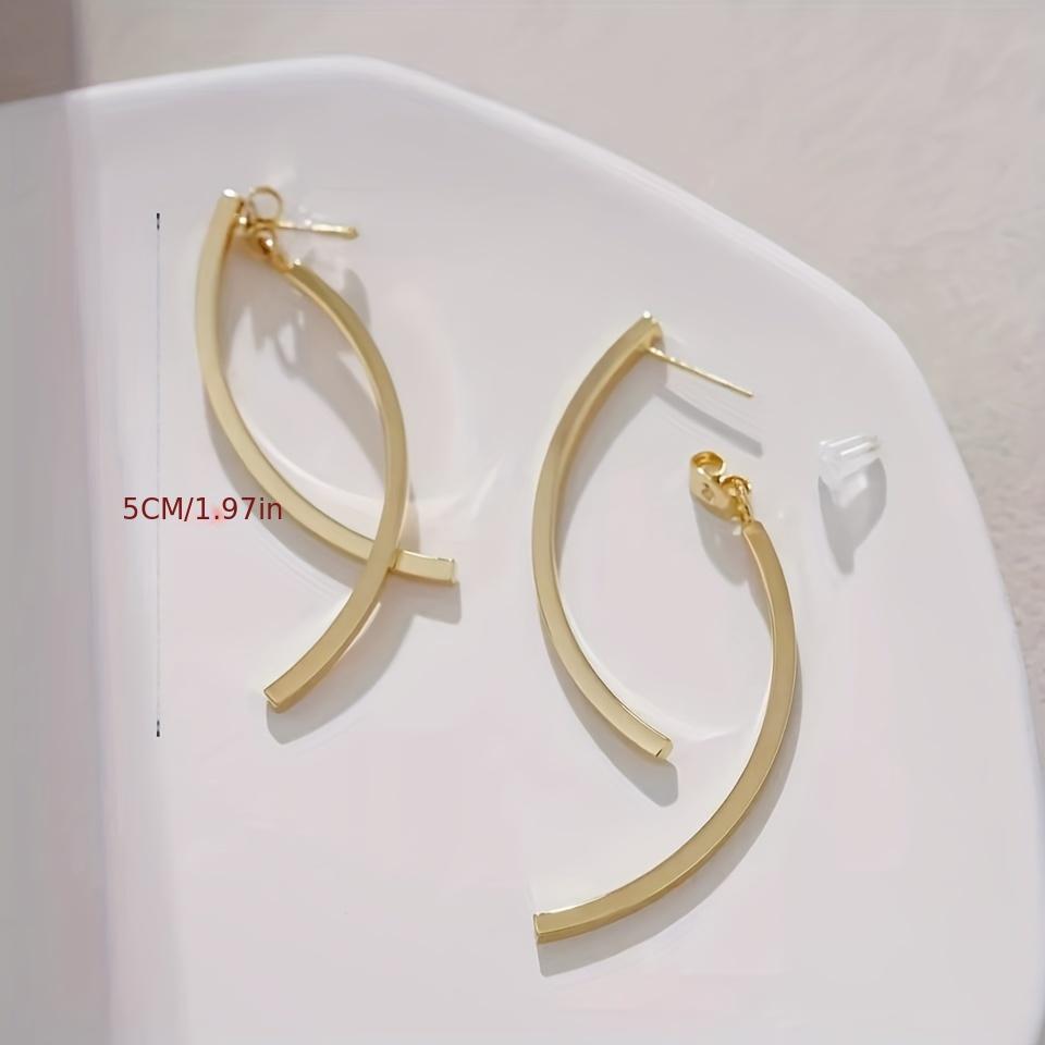 Long Arc Earrings for Women, Minimalist Stylish Dangle Jewelry Daily Wear Trendy