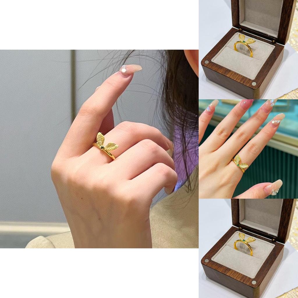 Elegant Rabbit Ear Open Ring Unique Copper Gold Plated Fashion Jewelry For Everyday Wear