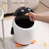Penguin Shape Trash Can Double Bucket Design Sealed Lid Garbage Can with Hidden Bags Waterproof Odor Lock Wastebasket Garbage Container