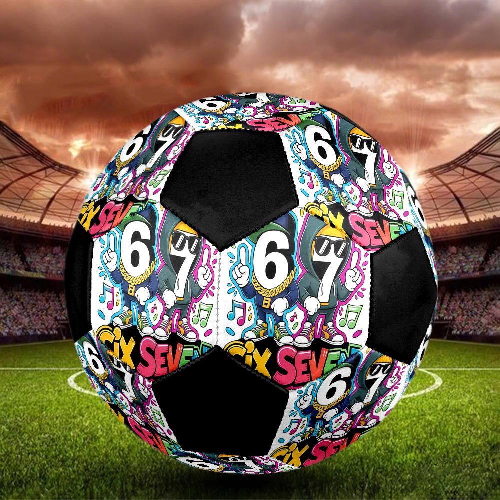 Six and Seventeen Indoor Soccer Ball Colorful Machine Stitched PVC Size 5 Team Training Competition Ready Durable High-Bounce Cool Sports Gift
