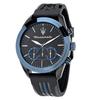 Maserati Watch Mens Traguardo Male 45mm Black Blue PU Quartz Luminous Function 10ATM Waterproof Official Genuine Product 2-year Warranty
