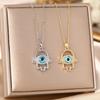 Women's Titanium Steel Blue Evil Eye Pendant Necklace - Light Luxury Clavicle Chain Jewelry