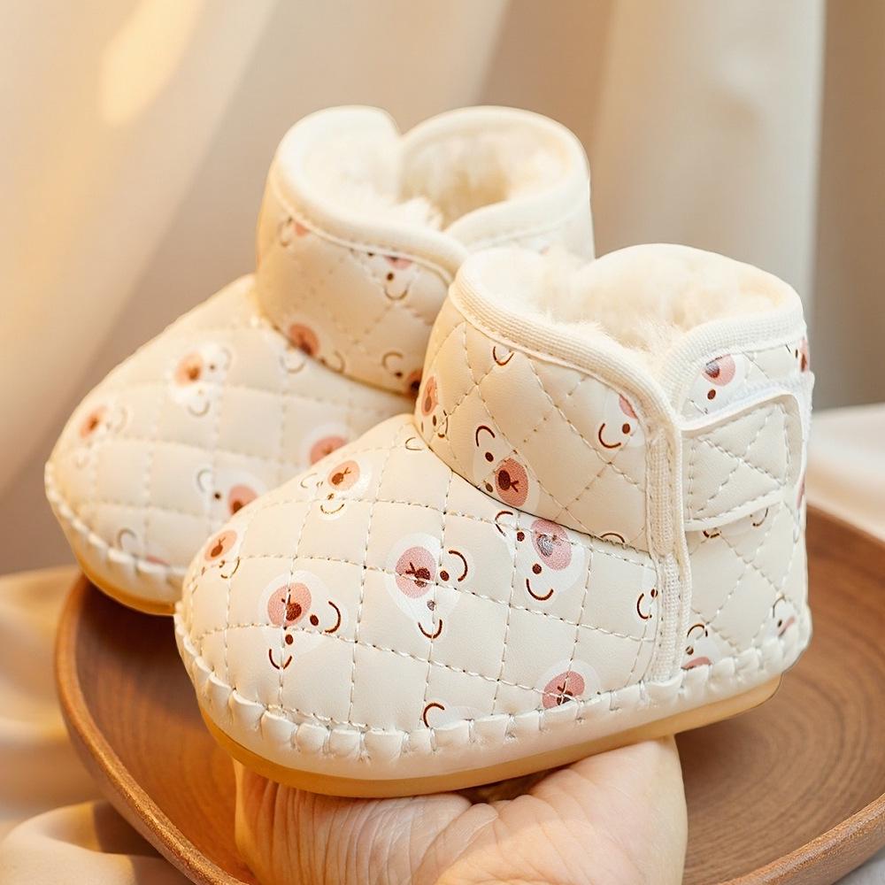 Scarpe per primi passi da bambino antiscivolo con suola morbida, cartoni animati, con velluto, per bambini da 0 a 1 anno