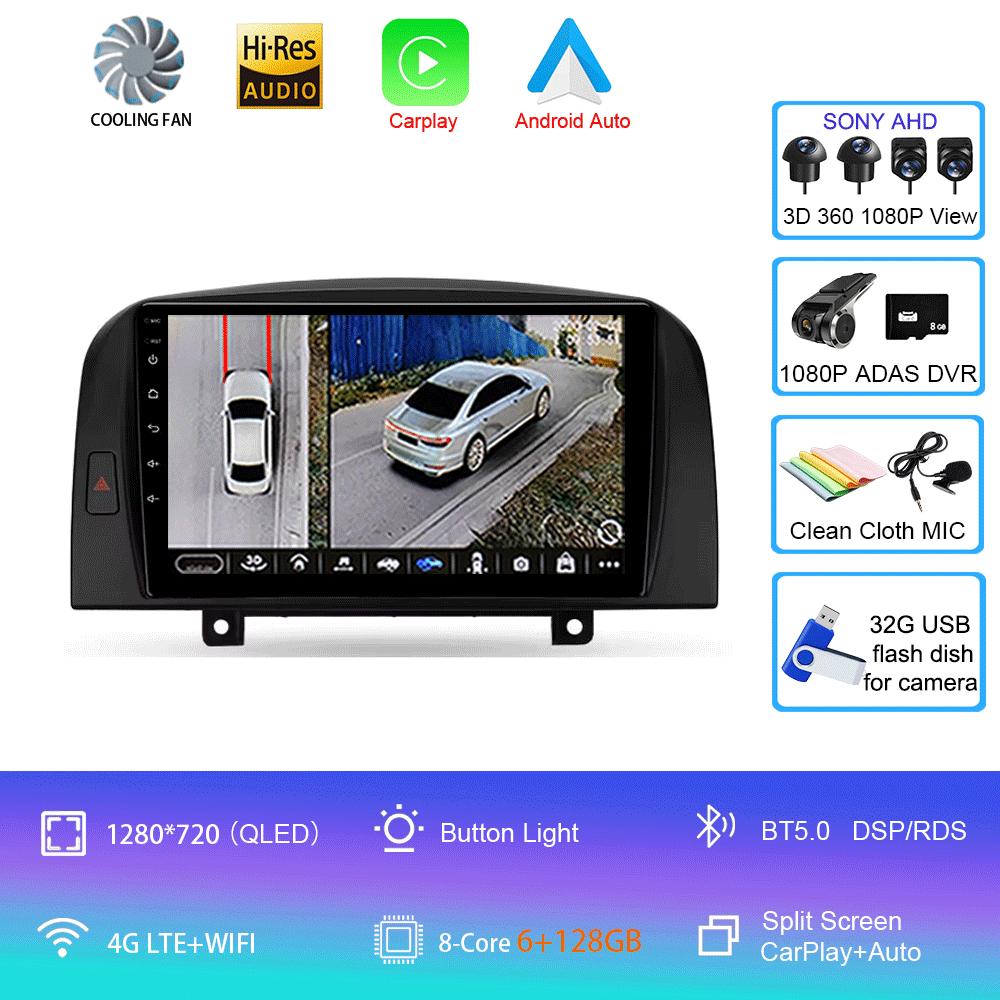 Car Radio Android 14 WIFI+4G Carplay For Hyundai SONATA NF 2004 2005 2006 2007 2008 Multimedia Player GPS Navigation DSP 2din BT
