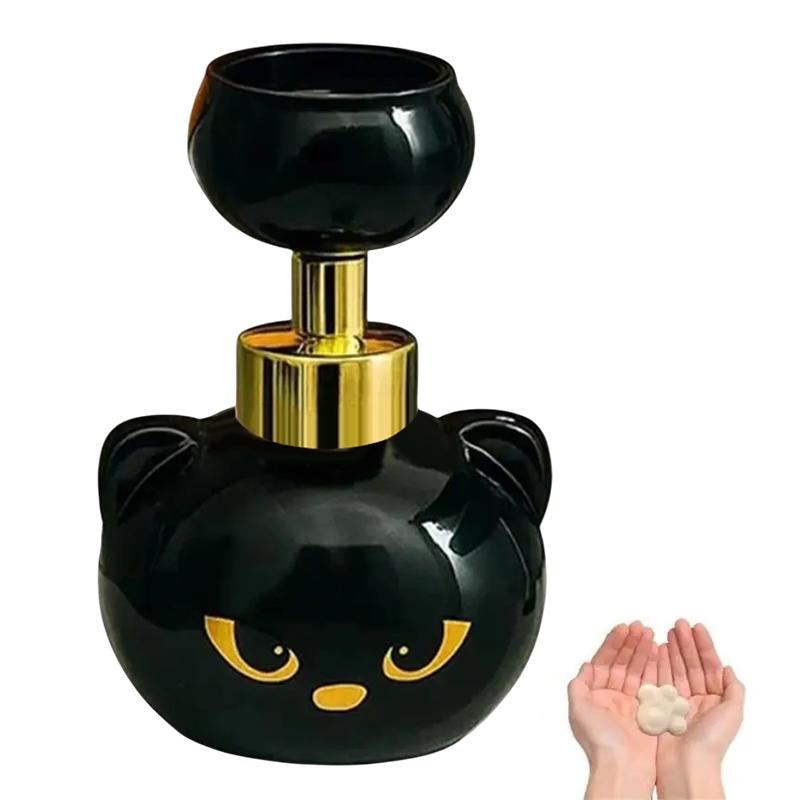 Niedlicher Katzenpfoten Schaumseifenspender Schwarze Katze Pumpflasche mit Pfotenabdruck-Design für Badezimmer, Küche, haustierfreundliche Haushalte