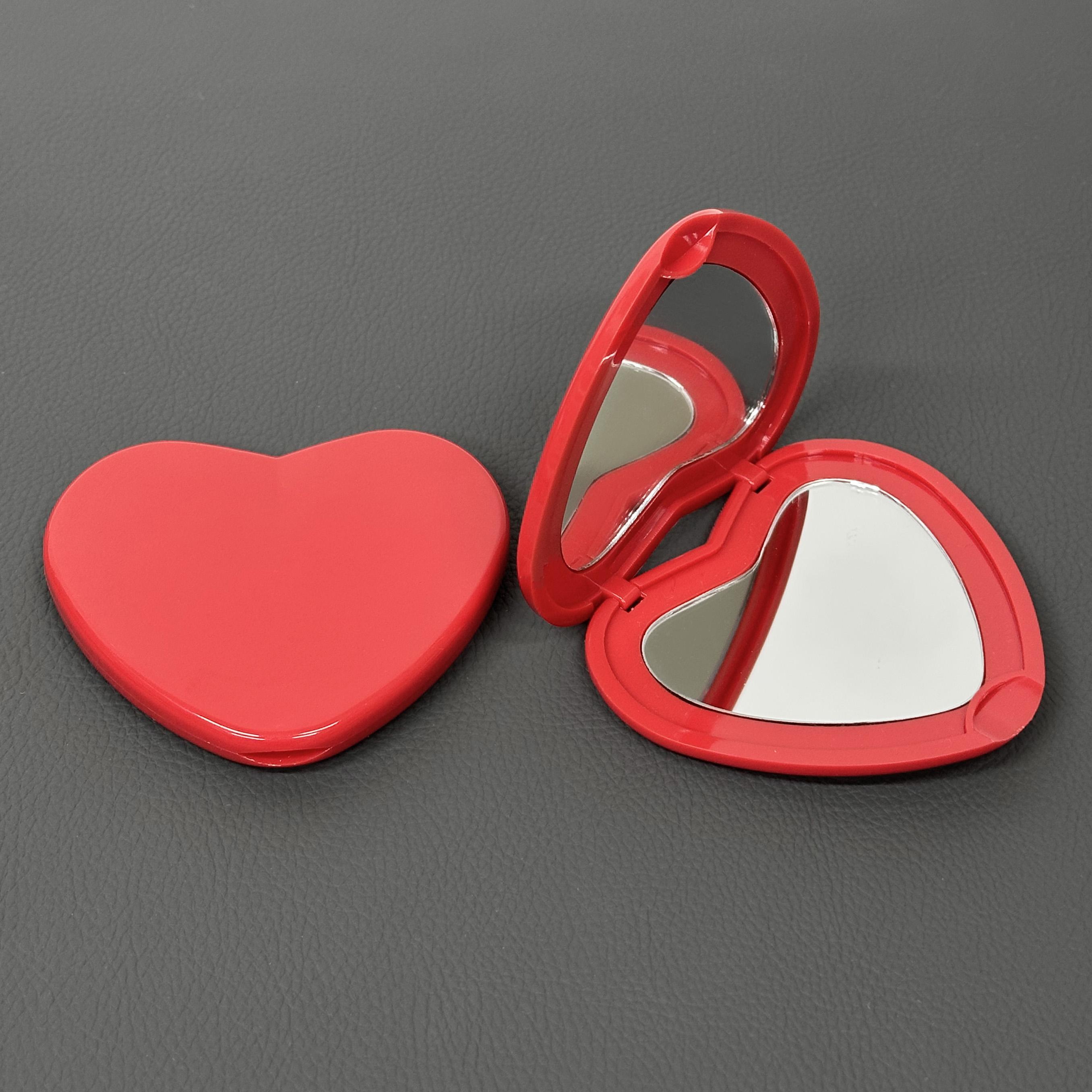 

Зеркало для макияжа в форме красного сердца, симпатичный дизайн, двухстороннее карманное зеркало 1X/2X