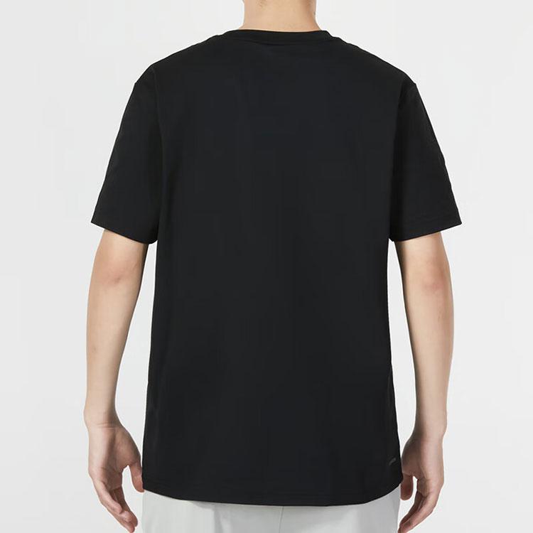 Li Ning Badminton Series Logo Print Letter Round Neck Pullover Short Sleeve T-Shirt Unisex Tops Black AHST699-2