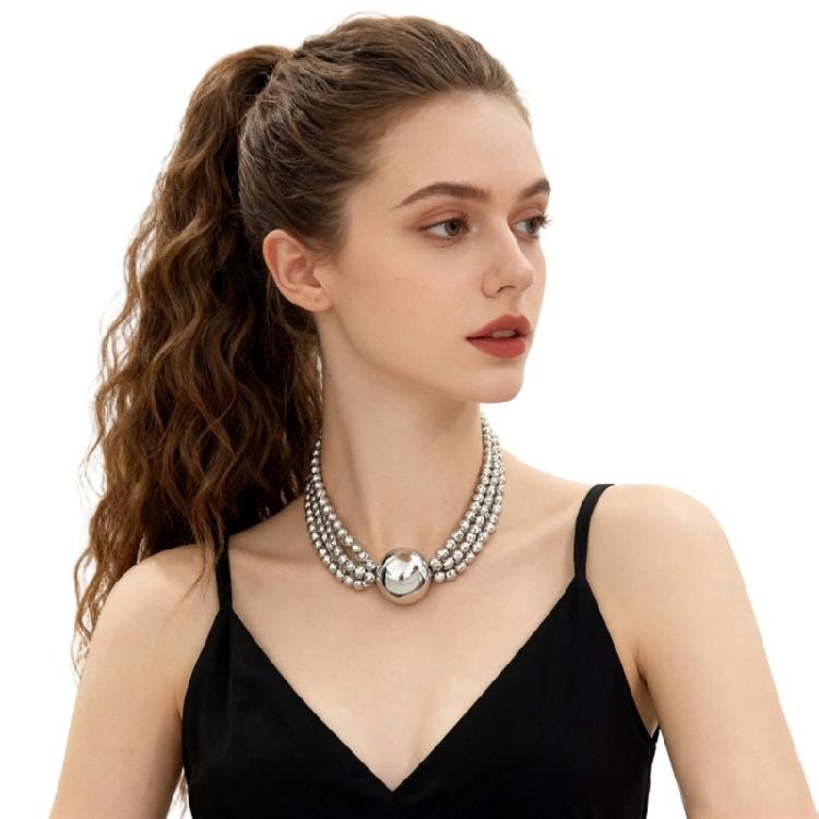 

Fashion Artificial Pearls Necklace With Round Beads Skin Friendly Evening Wear Jewelry