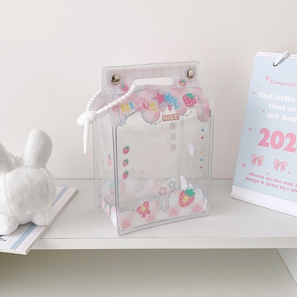 Transparent Milk Box Doll Storage Bag PVC Material Hanging Storage Bag Decorative Pouch