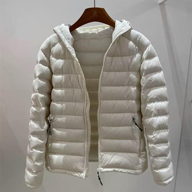 Autumn and Winter New Light and Thin Hooded Ribs Down Jacket Women's White Duck Down Short Fashion Warm Jacket