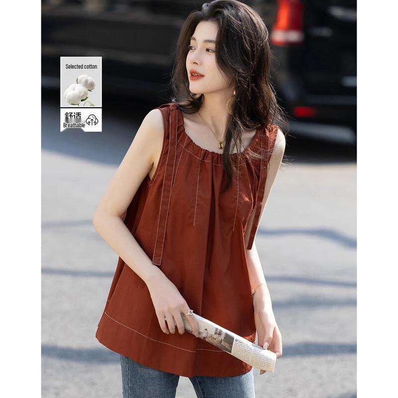 Demana Women s Cotton Sleeveless Ruched Shirt XL