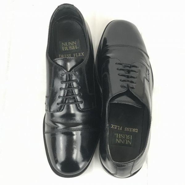 80s Vintage NUNN BUSH leather straight tip business shoes black size 7 (25.0) Goodyear welt(USED)