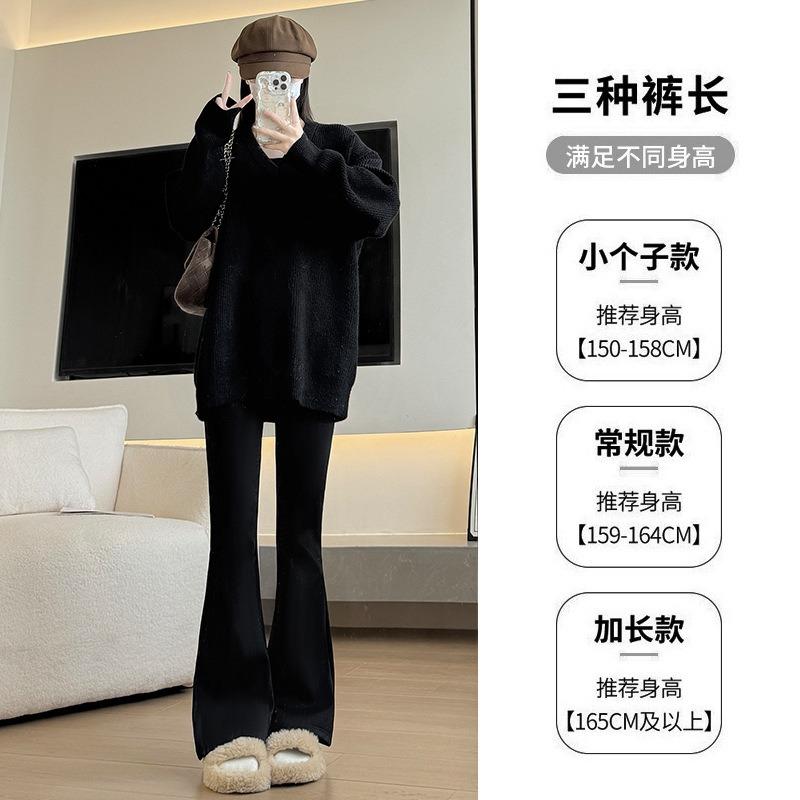 Black micro-flared pants children's new autumn and winter high-waisted thin narrow wide-leg pants casual thickened velvet sweatpants