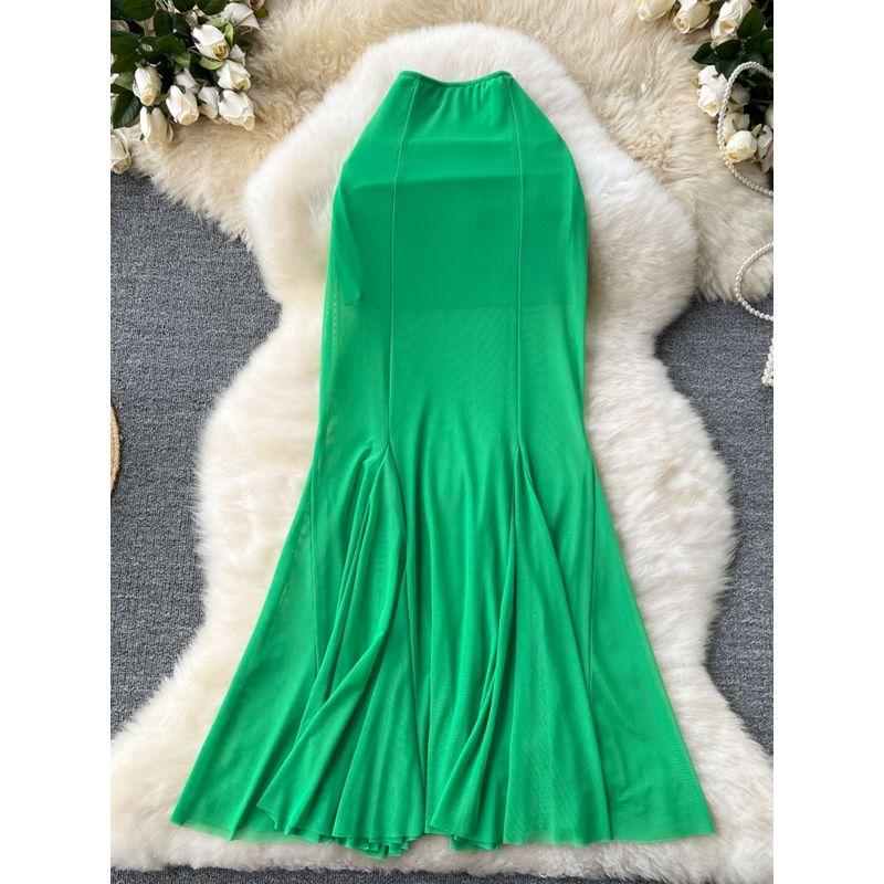 High Cold Adult Lady like Woman Wear Women's Work Clothing All-Match Tutu Stylish Stretch Silm Mesh Patchwork Fishtail Bodycon Dress