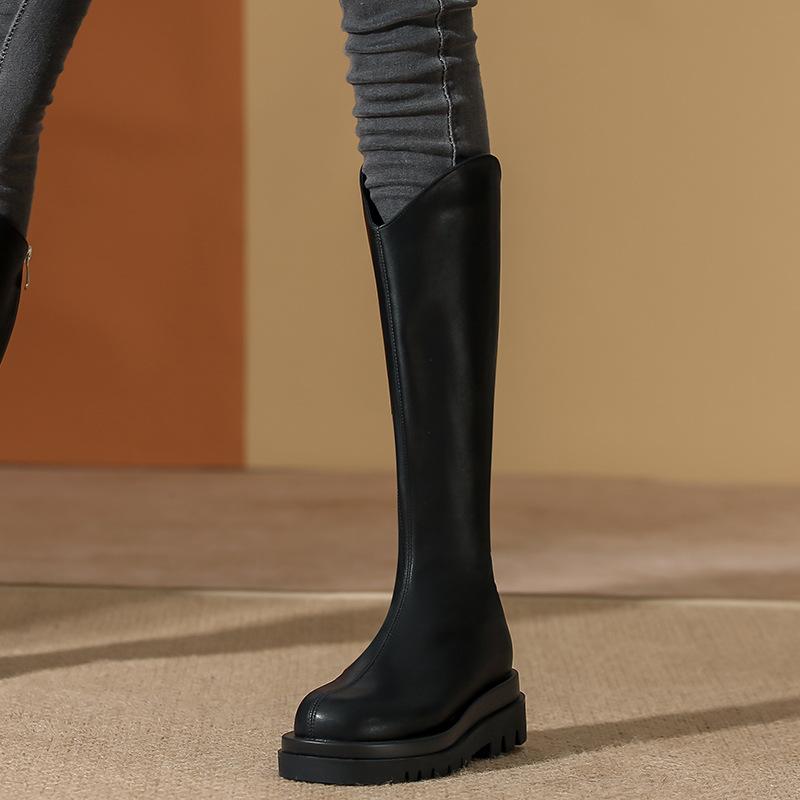 Knight Boots Women's Autumn and Winter New Thick-soled Western Elastic Knee Boots Slim High Boots
