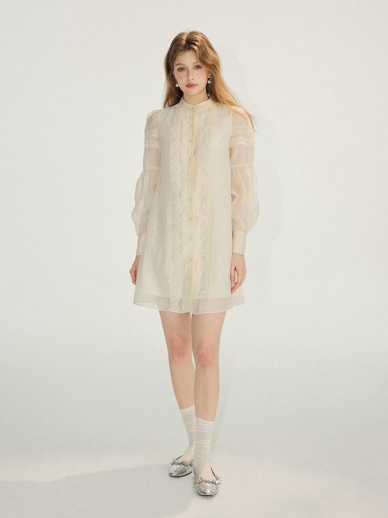 Sinseuden Lily Pintuck Frill Mini Dress