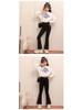 Girls' Fleece-Lined Shark Pants - High-Waisted, Slim-Fit, Flared Yoga Leggings for Autumn/Winter