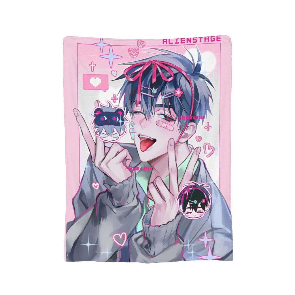 Alien Stage Anime Blanket Flannel Mizi Sua Till Ivan Hyuna Luka Lightweight Throw Blanket for Airplane Travel Bed Rug