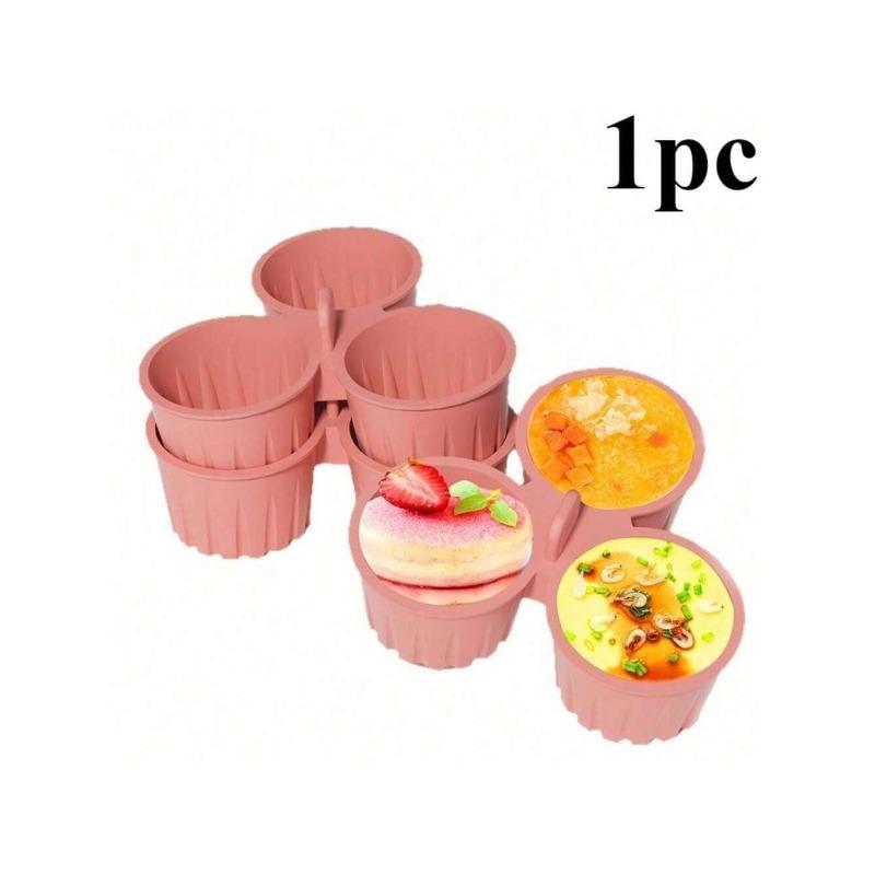 

Silicone Baking Cups Set of 3 - Air Fryer and Oven Safe Reusable Molds for Eggs Cupcakes Non-Stick Microwave Compatible Pan розовый