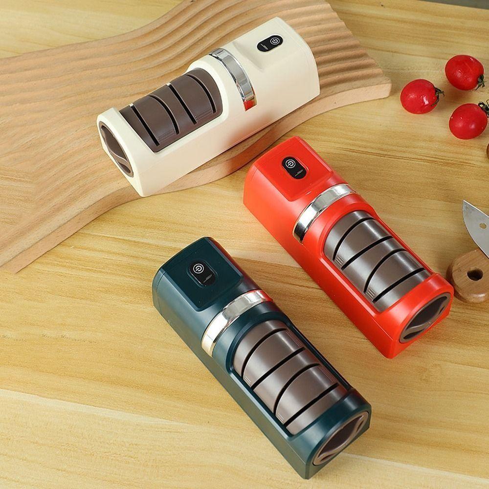 ABS Wireless Electric Cutter Sharpener Rechargeable Coarse and Fine Sharpening Stone Household Quick Polishing Cutter Whetstone