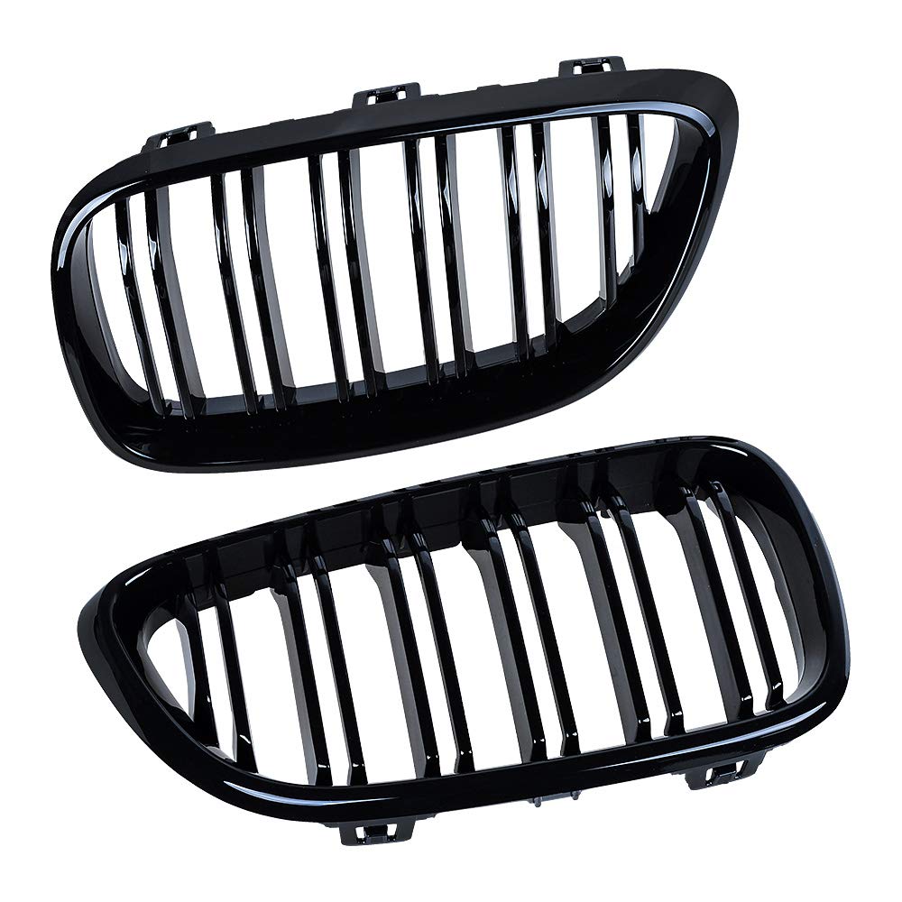 Carbon Fiber Color Dual Slat Front Hood Kidney Grilles Grill Compatible For BMW F22  F23 M2 2014-2018 For BMW 225i 218i 220i