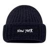 Knit Beanie Hat New York Letter Embroidery Warm Cold Resistant Winter Autumn Fashionable Cotton Breathable Women