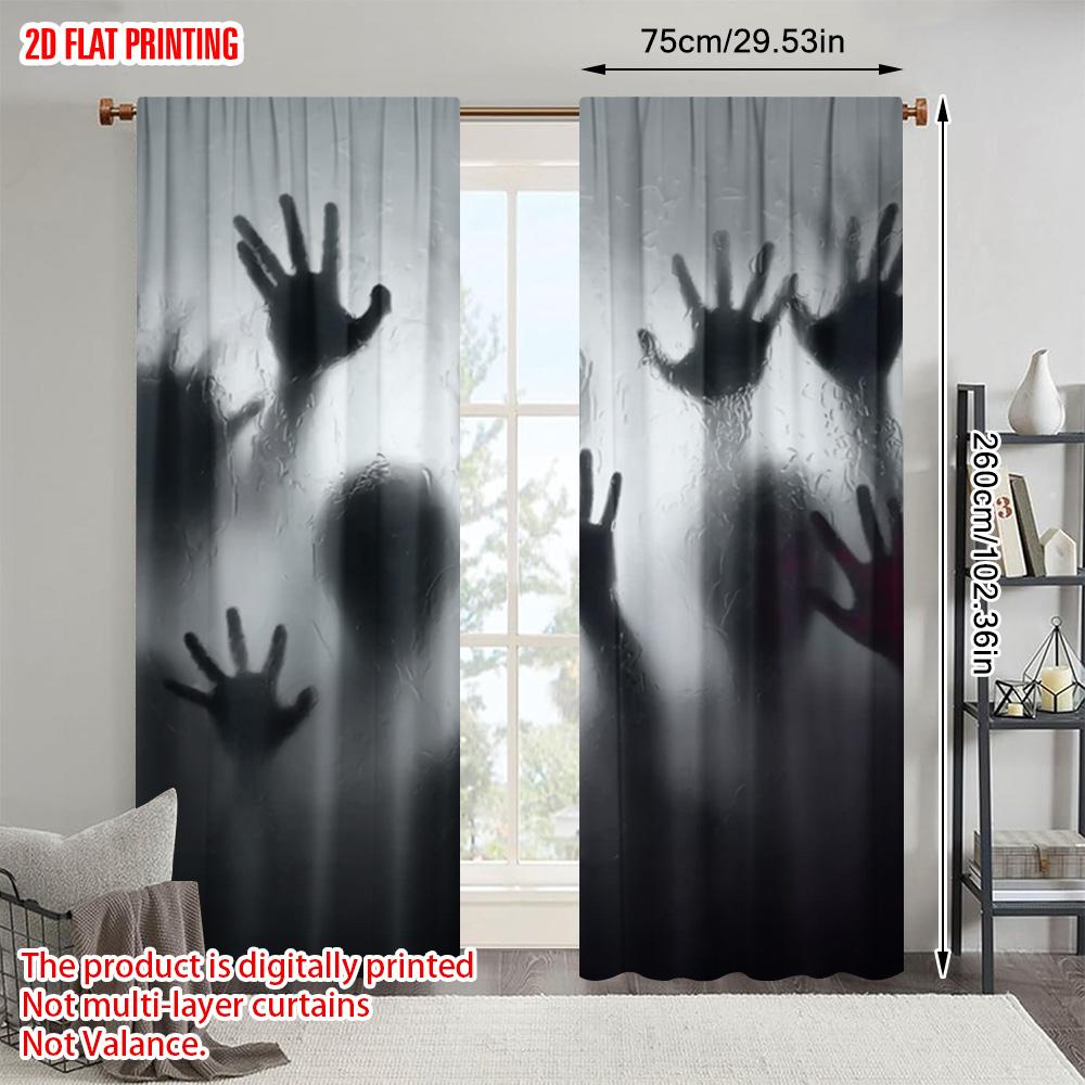 2pcs   Plane Printing Light Filtering Curtains Ghost Silhouette Polyester Easy Install (without Rod) Home Decor Use for Various