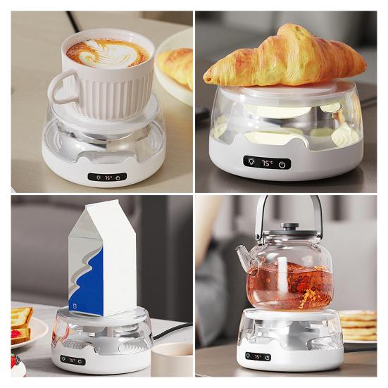 Coffee Mug Warmer Adjustable Temperature Coaster with Ambient Light Portable Drink Warmer Auto Shut-Off Anti-Slip Base Heated Mug Coaster