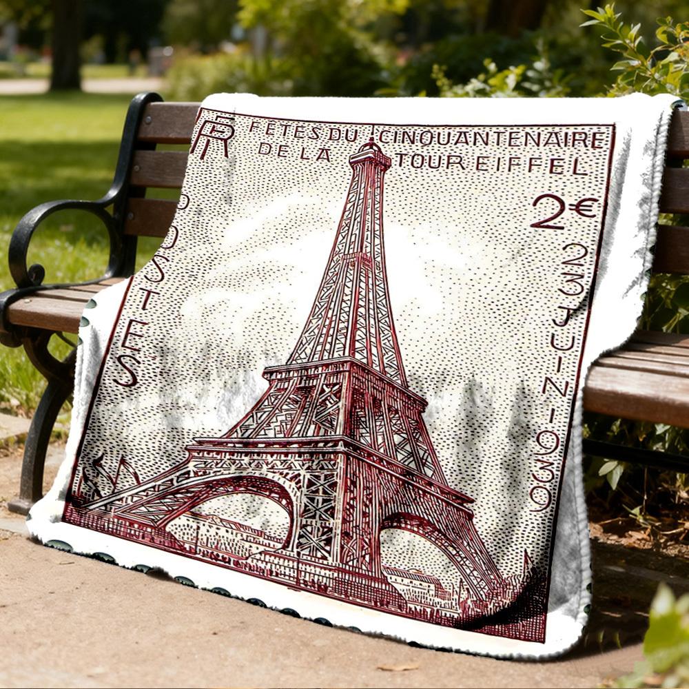 1pc Eiffel Tower Outdoor Flannel Throw Blanket Soft, Cozy, Warm All Season, Machine Washable,