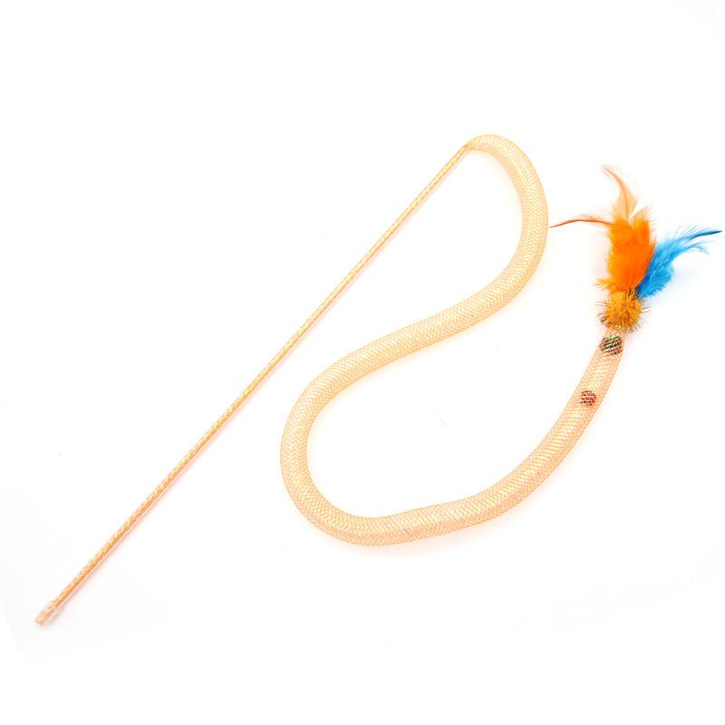 Elastic Net Tube Cat Player, Feather Cat Interactive Toy, Little Snake Cat Player, Sound-making Cat Pet Supplies