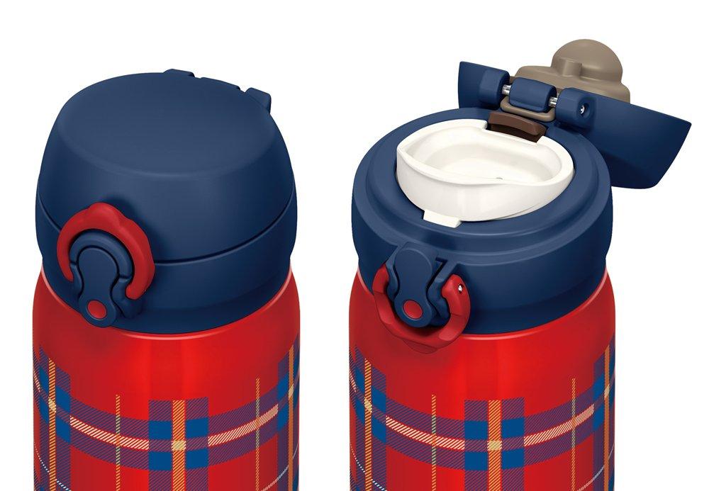 Thermos-Wasserflasche, vakuumisoliert, mobiler Becher, offen, rot, kariert, RC [One-Touch-Typ] 0,5 l JNL-502G