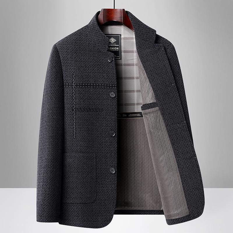 2025 Men's Trendy Stand Collar Jacket: Slim Fit Business Casual Suit for Spring and Autumn