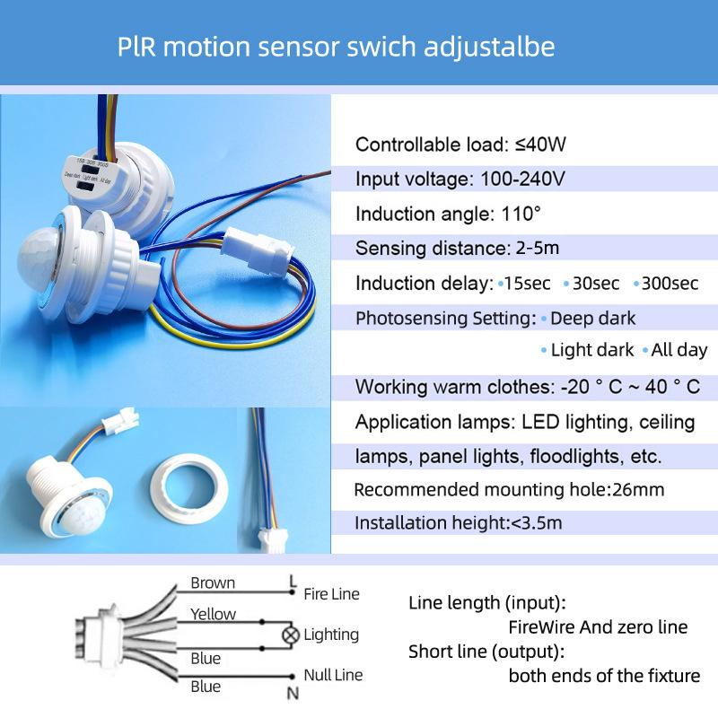 Dc5V 12V 24V Rir Motion Sensor Switch Adjust Infrared Switch Body Movements Activated Detector Time Delay Illumination For Home