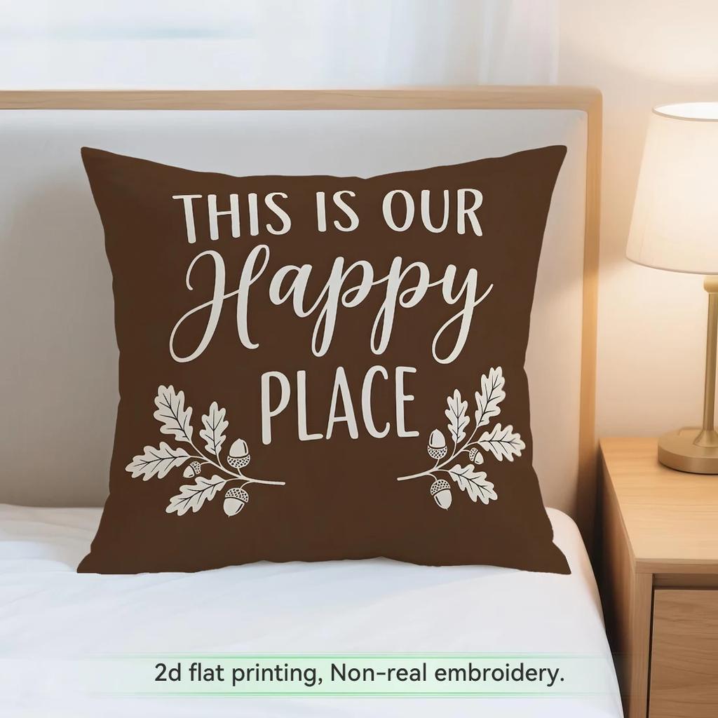 1pcs Autumn Warm Brown Floral Cushions Pillowcase Polyester Cushion Cover Throw Pillow Pillowcover Home Car Sofa Decor