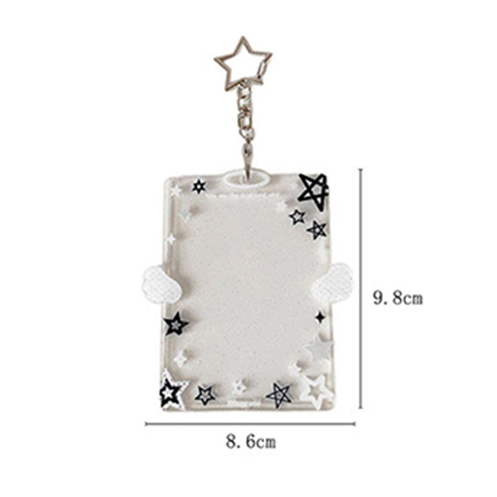 Acrylic Kpop Photocard Holder Keychain 3 Inch Wings Stars Idol Card Display Protector Transparent Cartoon Card Holder