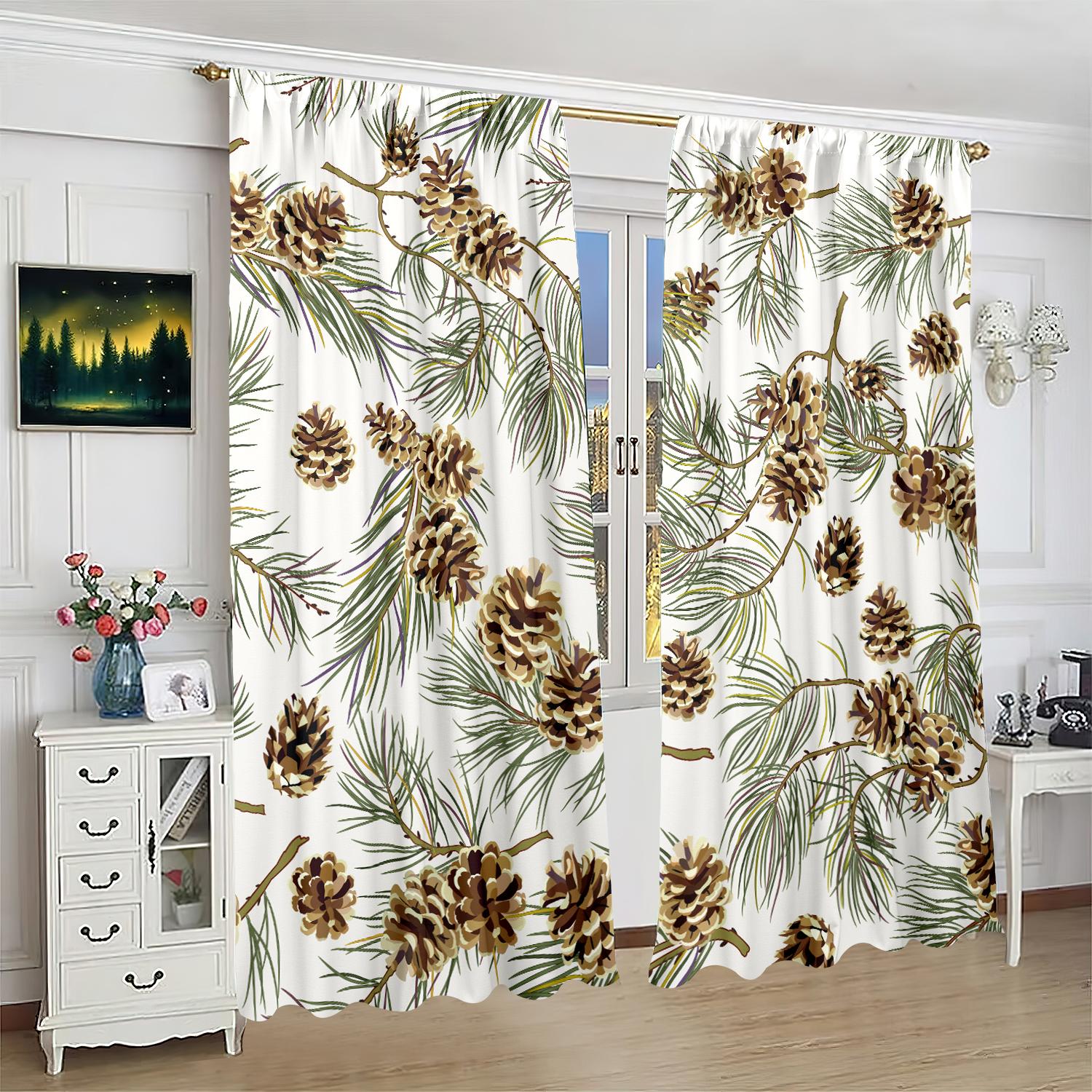 

2 шт. - Сосна - набивная штора - Материал полиэстер - для спальни, гостиной, кабинета, занавеска, закрывающая приватность 30inchx65inchx2Pcs