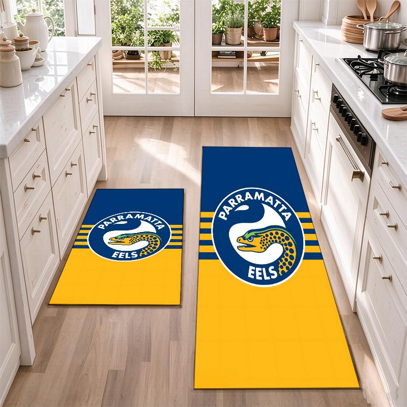 Parramatta Eels Flannel Kitchen Floor Mat – Non-Slip, Absorbent and Easy to Clean Suitable for Kitchens, Entryways Bedroomsand Bathrooms