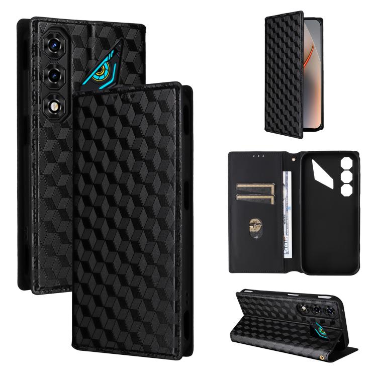 Cubic Grid Texture Flip Leather Phone Case