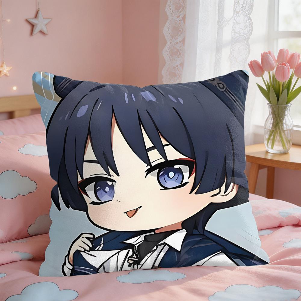 Wanderer Cute Genshin Impact Cushion Cover Square Short Plush Pillow Case Living Room Sofa Home Decor Funda X