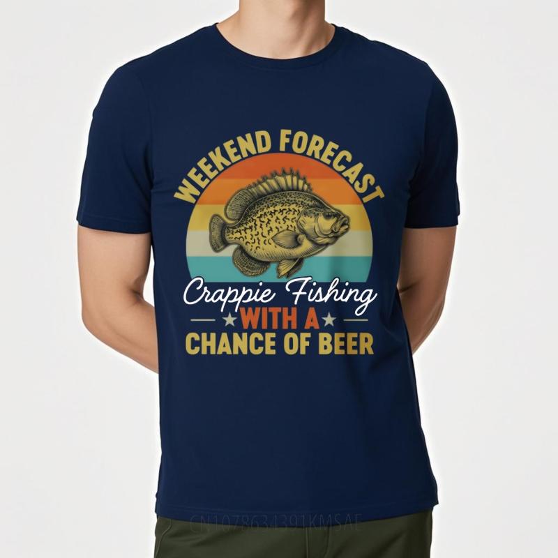 

Mens tshirt Graphic summer Man tshirt Weekend Forecast Crappie Fishing With A Chance Of Beer Short Sleeve Rock ONeck tops 4XL