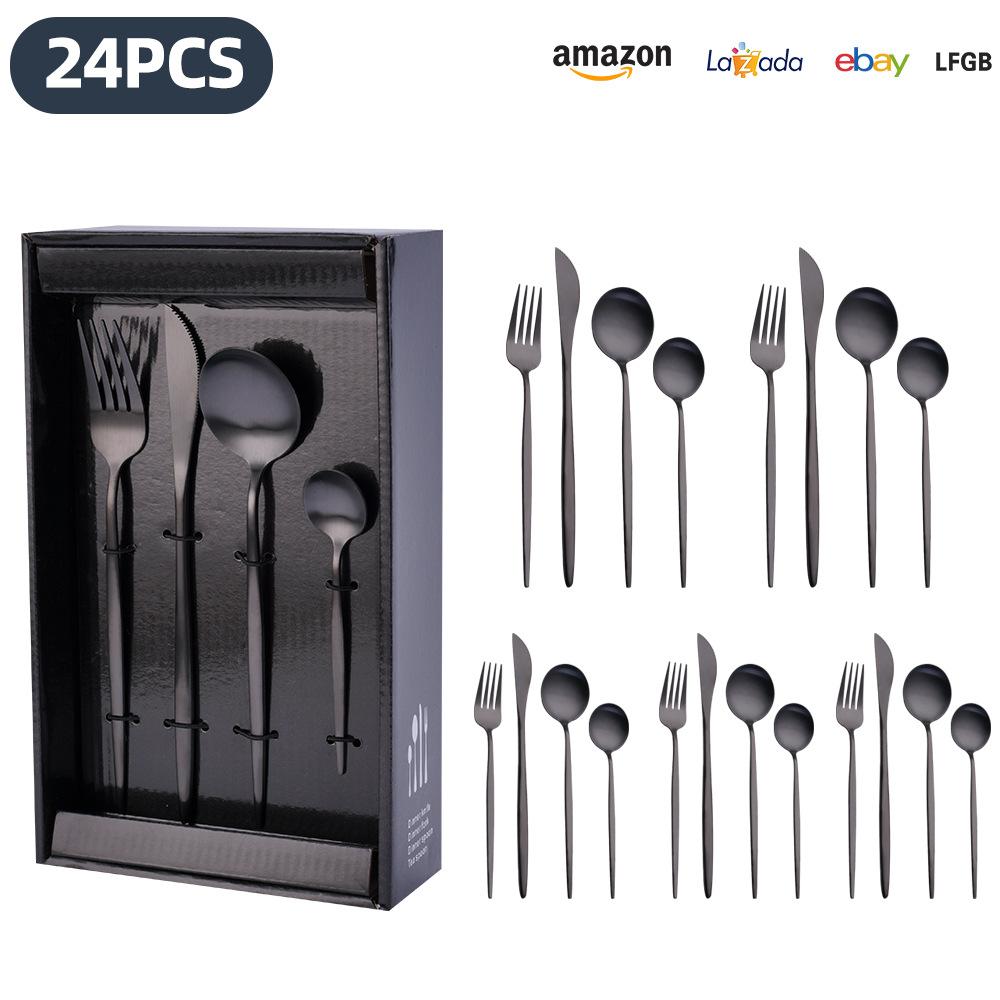 25 Years of New Stainless Steel Tableware Set, Tableware Portuguese Knives, Forks and Spoons 24-piece Gift Box Set
