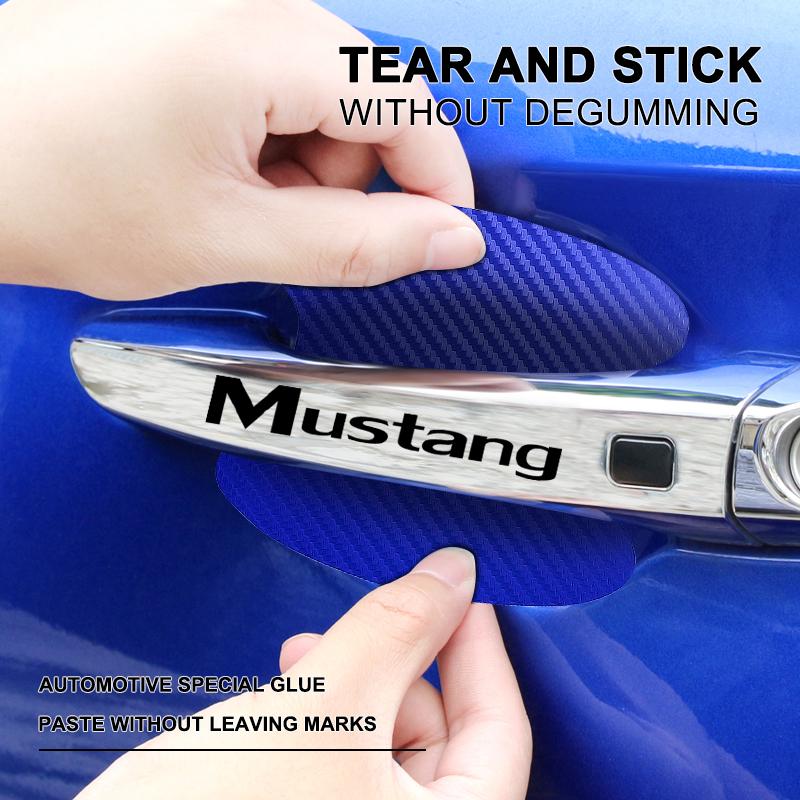 Car Door Sticker Carbon Fiber Scratches Auto Handle Protection Film For Ford Mustang Spoiler Shelby GT 350 500 Cobra E Focus 2 3 MK3 Kuga
