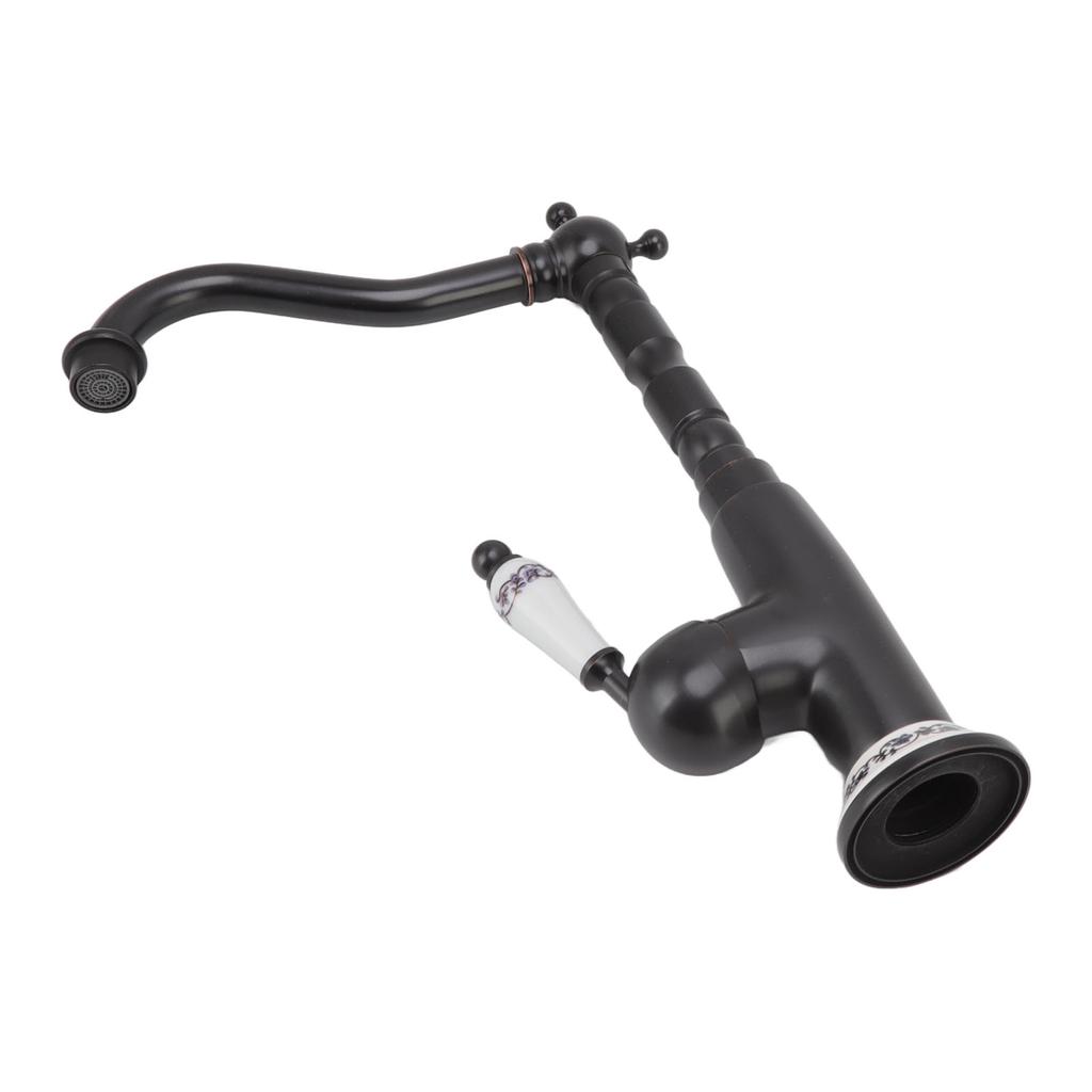 Starožitný kohoutek Porcelánový ventil v retro stylu Dlouhý výtok Robustní mosazný otočný starožitný směšovací kohout pro